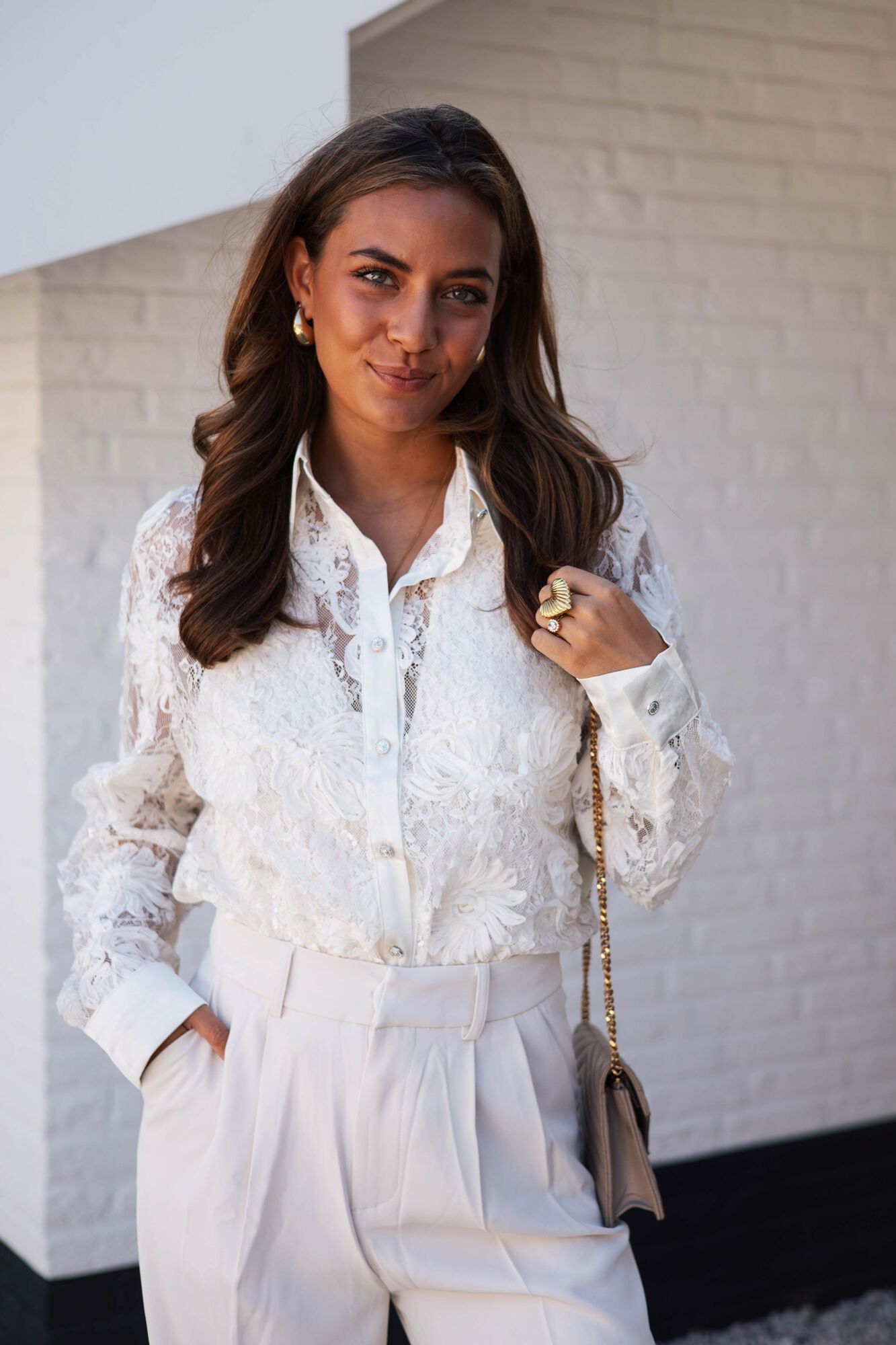 By Hilke Chique Blouse Flower Cream