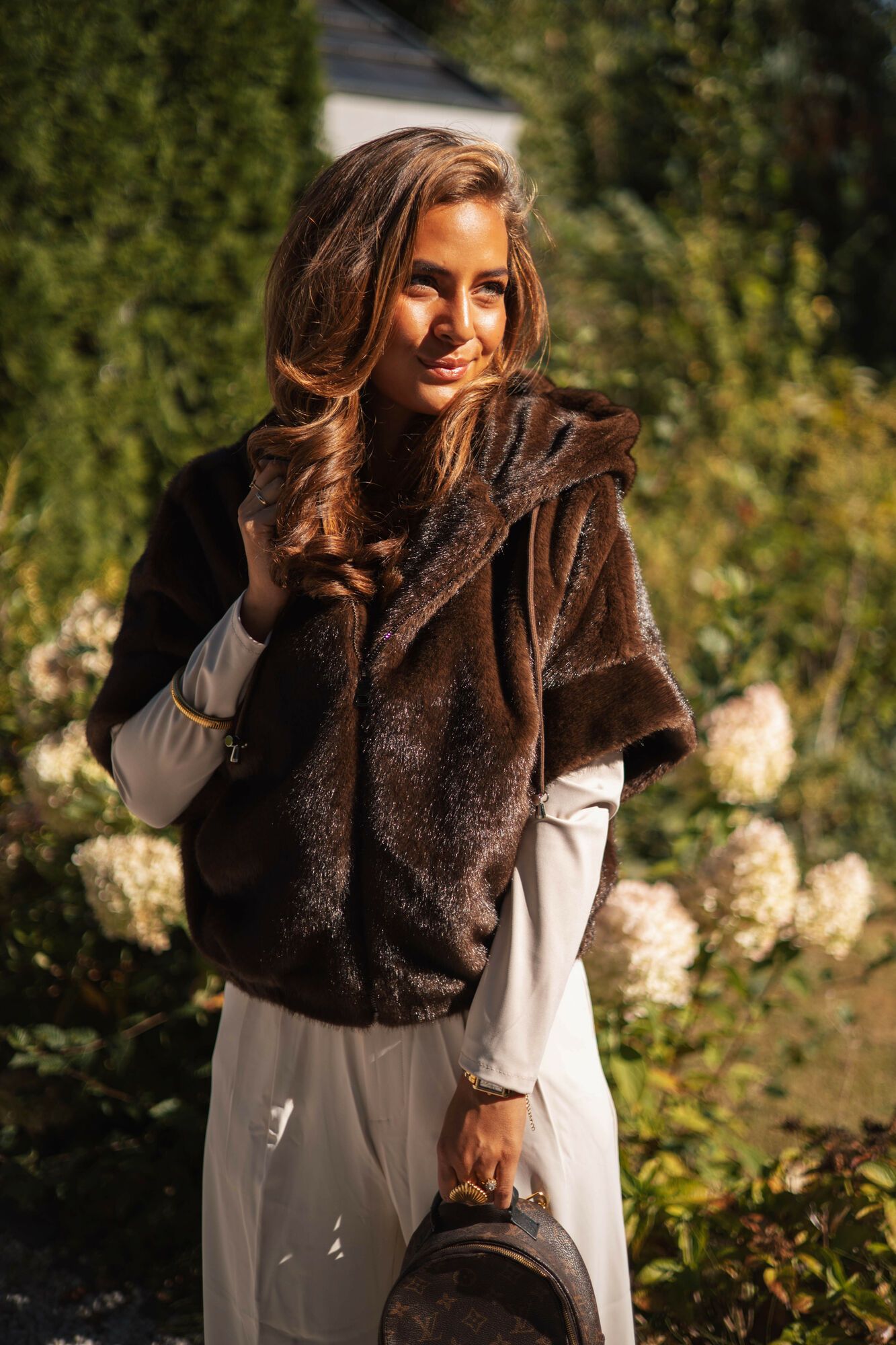 By Hilke Furry Coat Sofia Brown