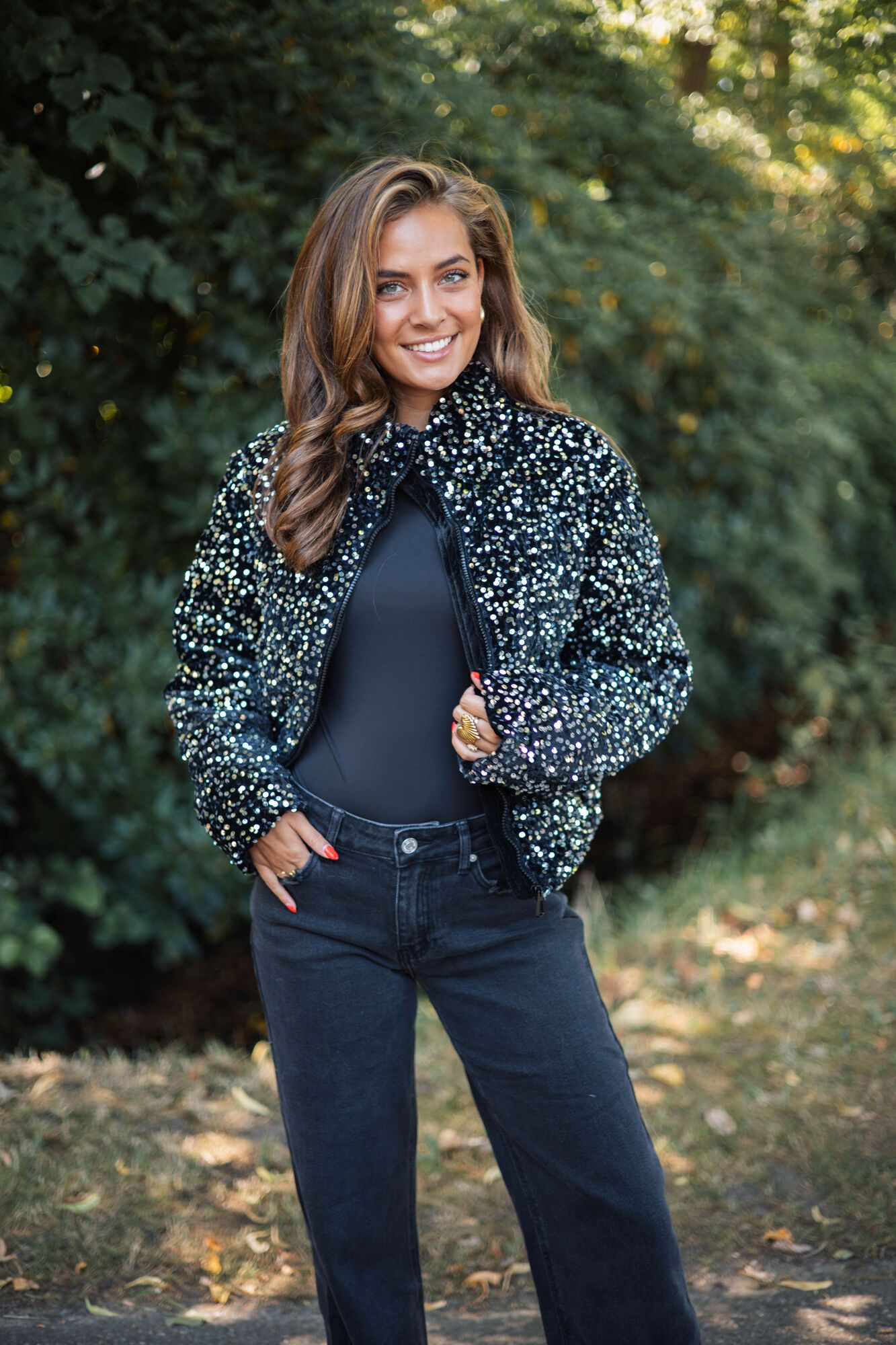 By Hilke Pailletten Coat Liv Black