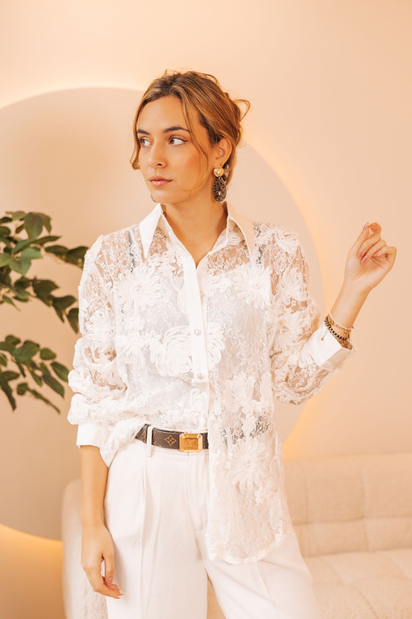 By Hilke Chique Blouse Flower Cream