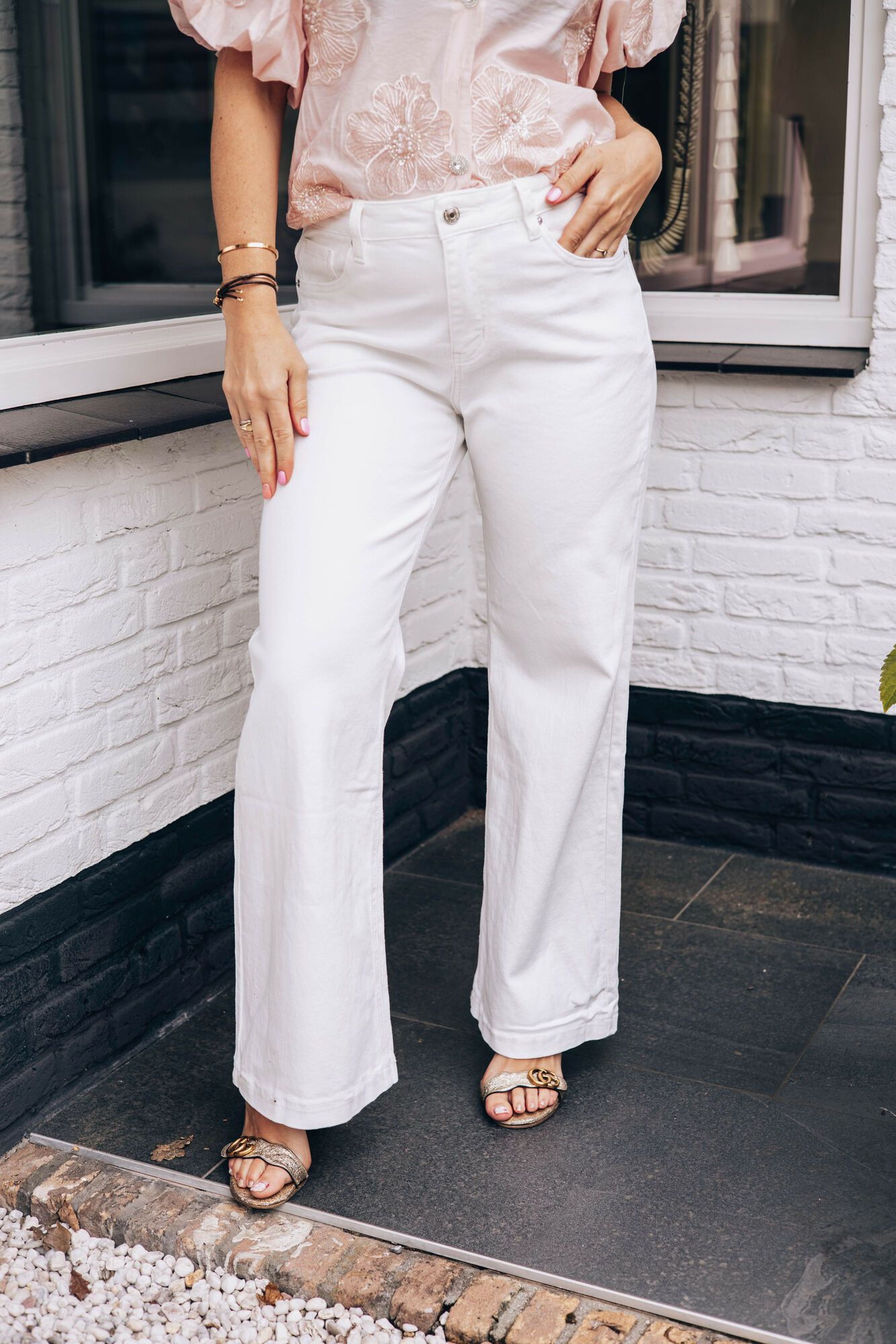 By Hilke Wide Leg Jeans White