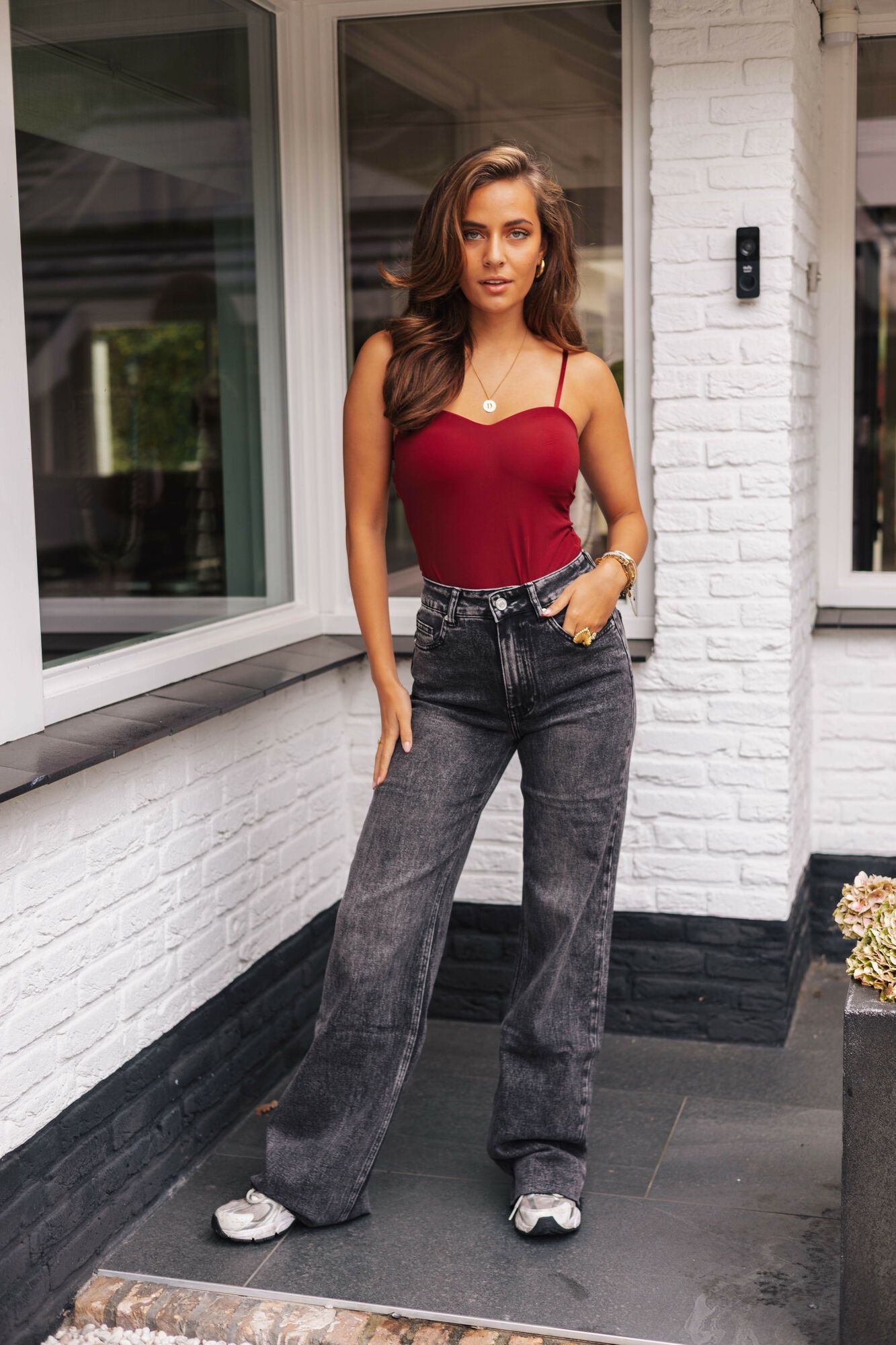 By Hilke Wide Leg Jeans Dark Grey