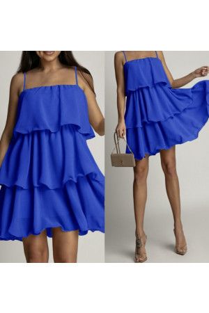 (Pre-Order) By Hilke Ruffle Dress Isa Royal Blue
