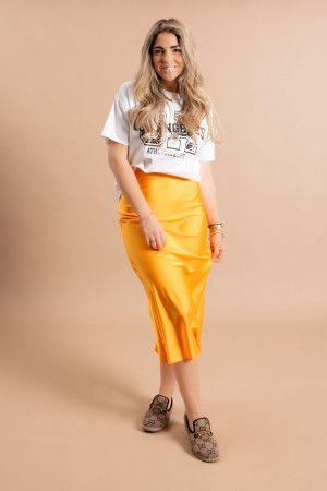 By Hilke Satin Skirt Orange