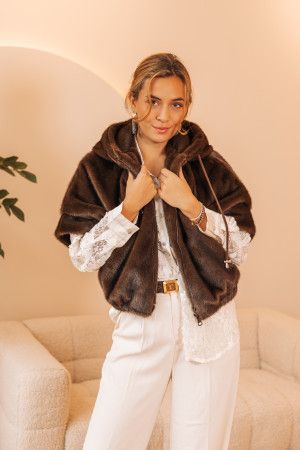 By Hilke Furry Coat Sofia Chocolate