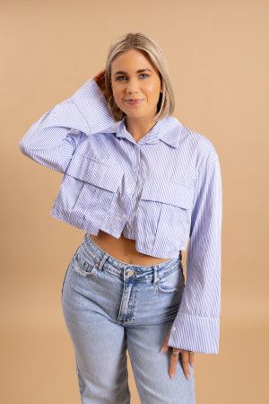 By Hilke Cropped Blouse Blue/White