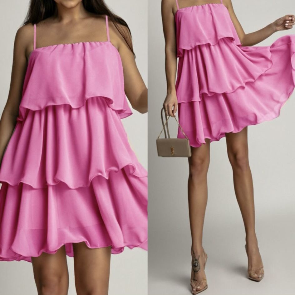 By Hilke Ruffle Dress Isa Pink