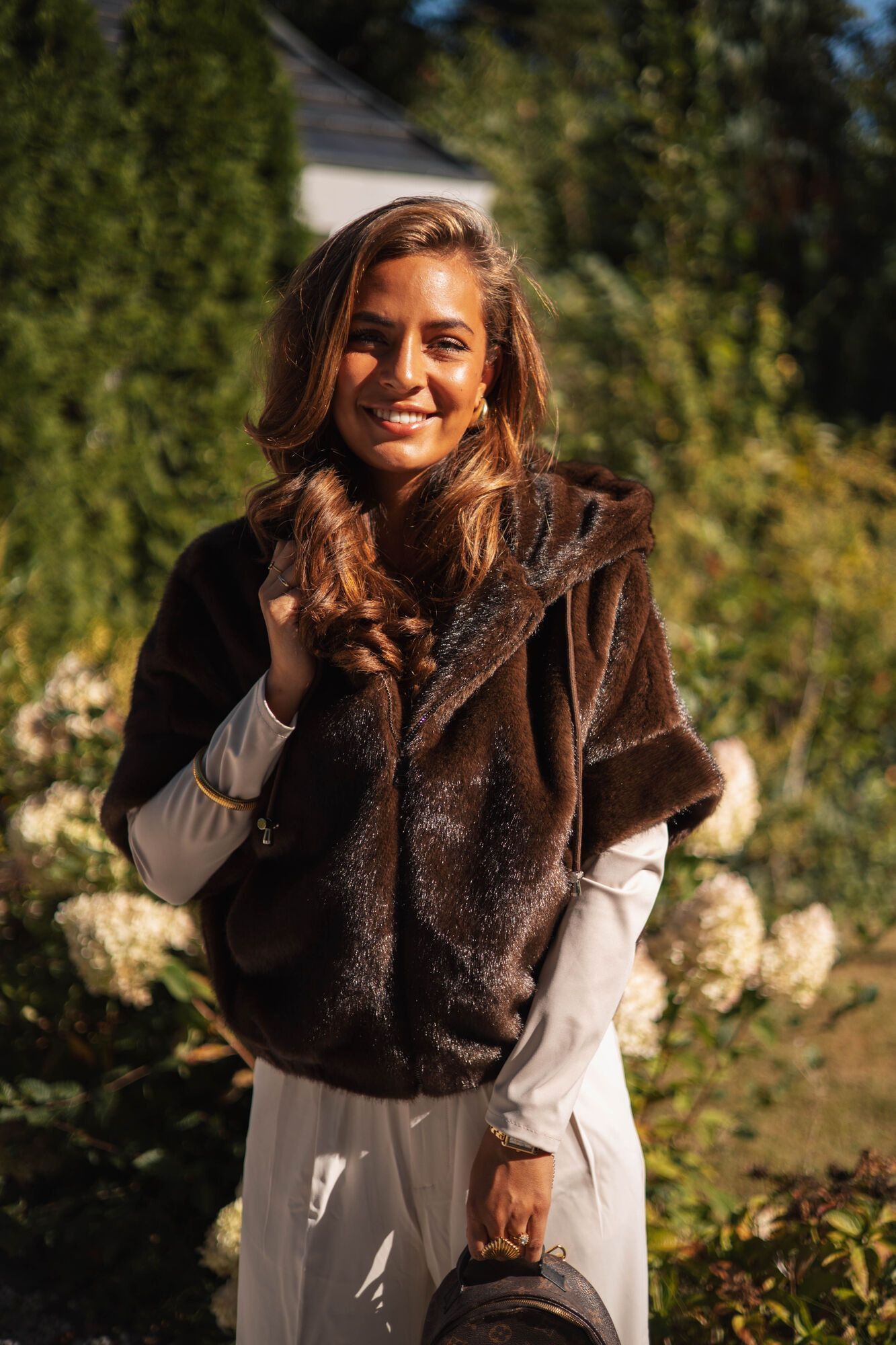 By Hilke Furry Coat Sofia Brown
