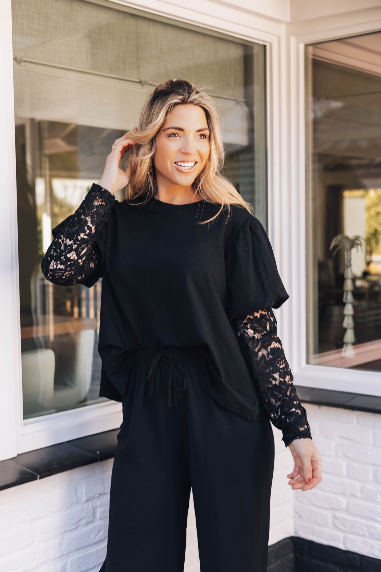 By Hilke Lace Shirt Rosa Black