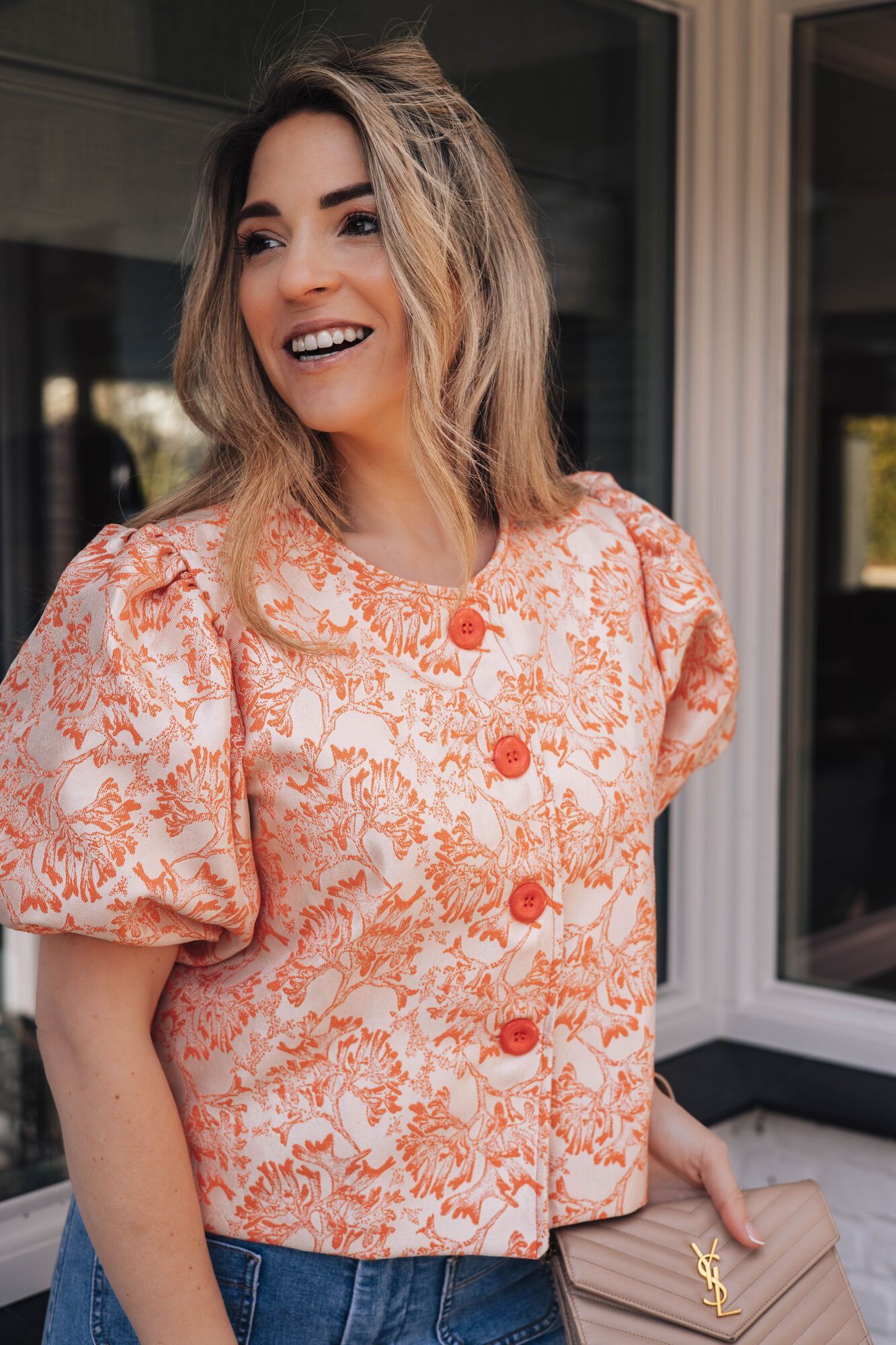 By Hilke Metallic Blazer Orange
