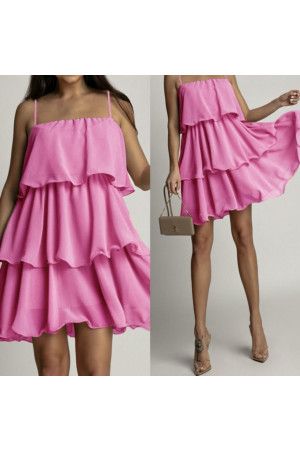 By Hilke Ruffle Dress Isa Pink