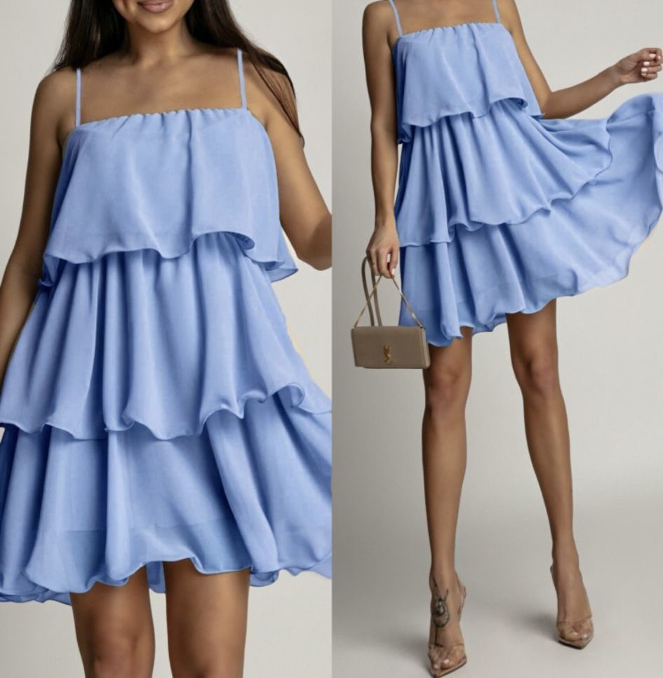 By Hilke Ruffle Dress Isa Blue