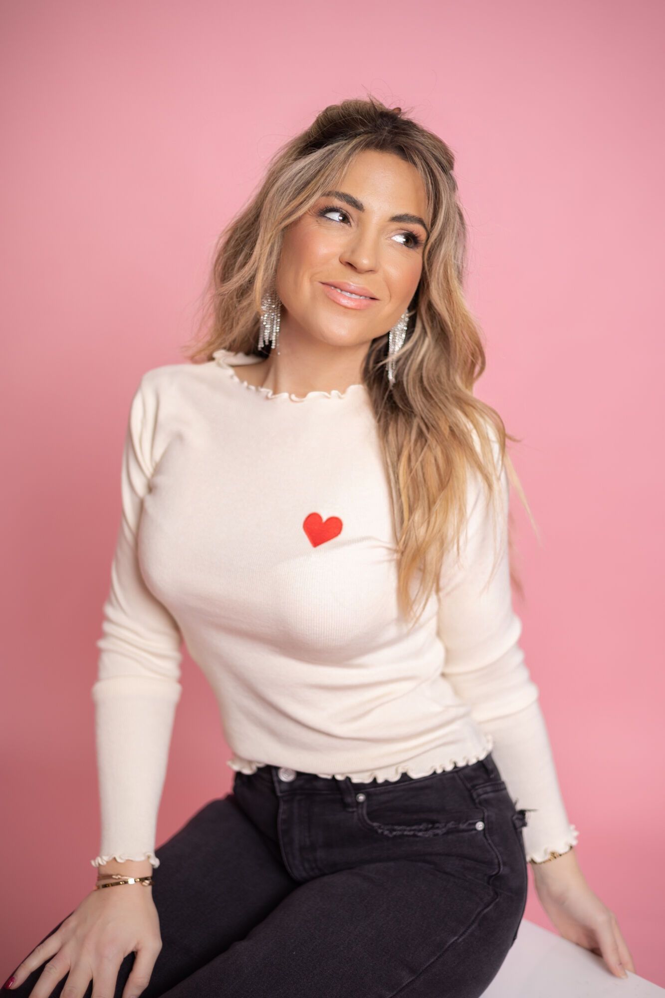 By Hilke Top Heart Beige