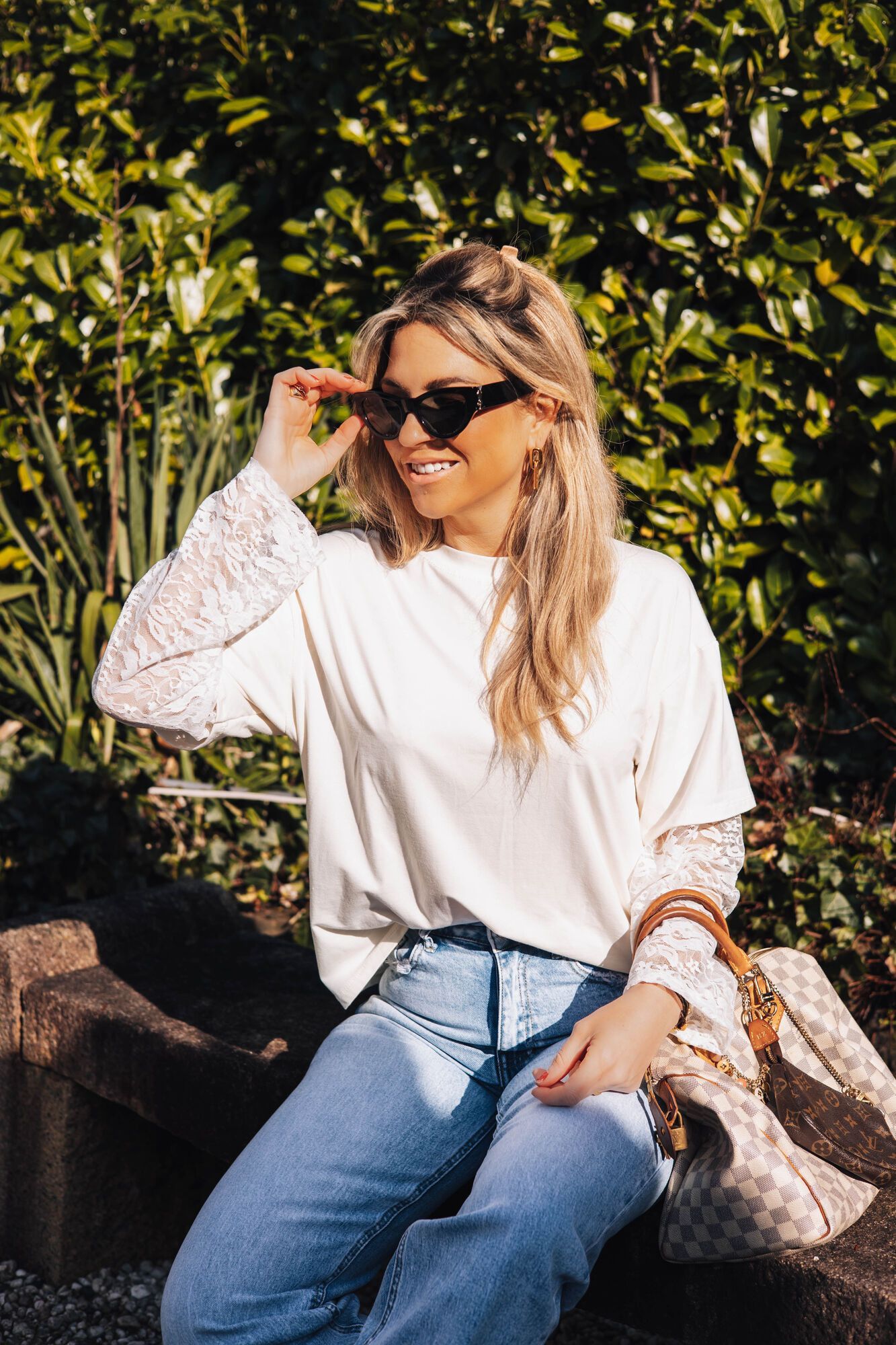 By Hilke Oversized Lace Shirt Cream