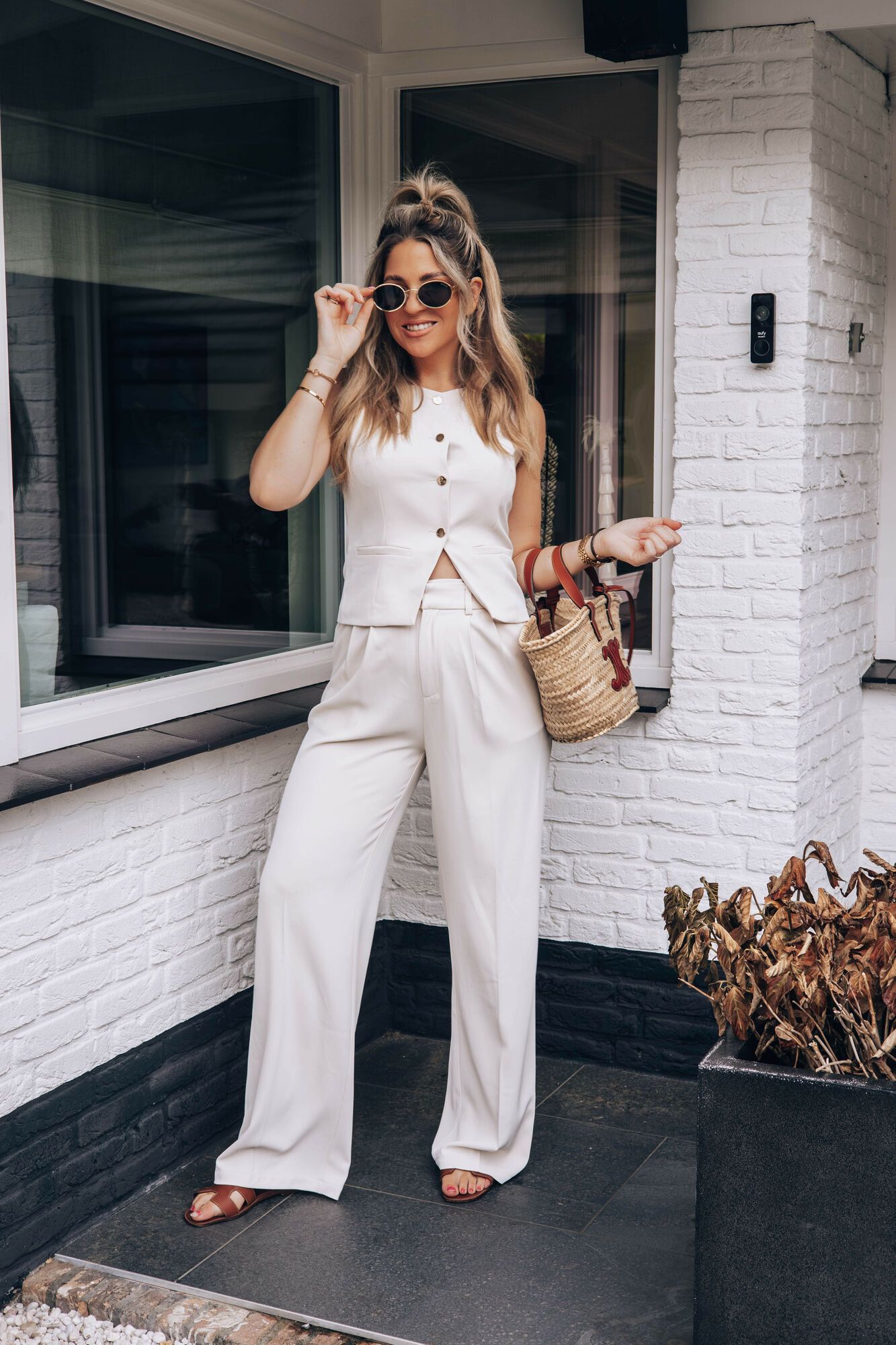 By Hilke Pantalon Cream Beige