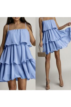 By Hilke Ruffle Dress Isa Blue