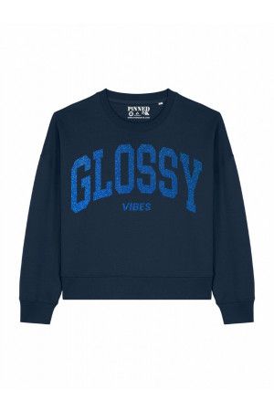 By Hilke Sweater Glossy Dark Blue