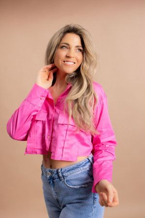 By Hilke Cropped Blouse Pink
