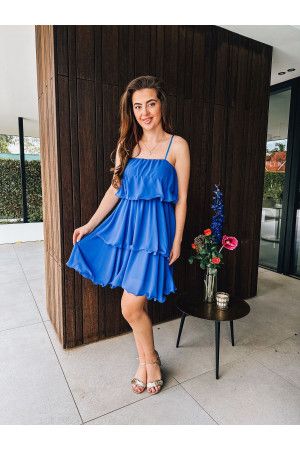 By Hilke Ruffle Dress Isa Royal Blue