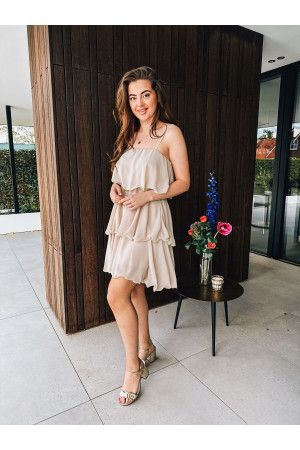 By Hilke Ruffle Dress Isa Beige