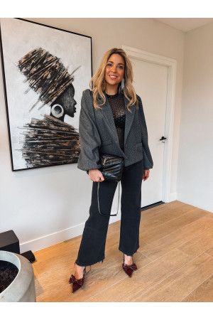 By Hilke Diamond Stud Blazer Dark Grey