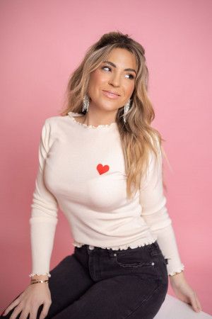 By Hilke Top Heart Beige