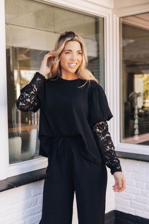 By Hilke Lace Shirt Rosa Black